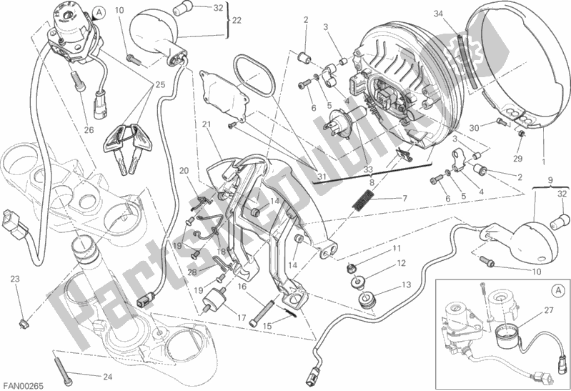 All parts for the Headlight of the Ducati Scrambler Classic Brasil 803 2018